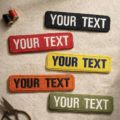 Personalized Embroidered Name Patch Tag – Custom Embroidered Text Tag with Velcro Hook & Loop, Iron On, Sew On for Jackets, Backpacks, Hat, Tote