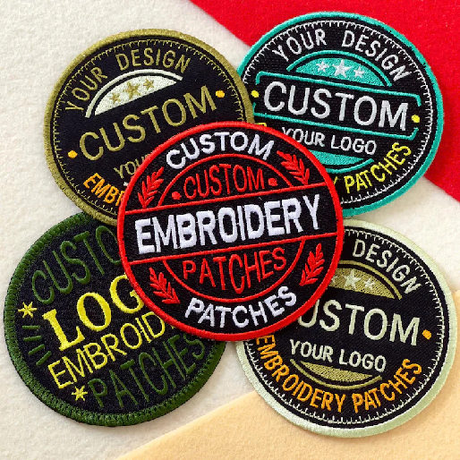 Premium Custom Embroidered Patch, Vintage Round Logo Badge, High-Quality Stitch Design, Make Your Own Logo, Multiple Sizes, Upload Your Image