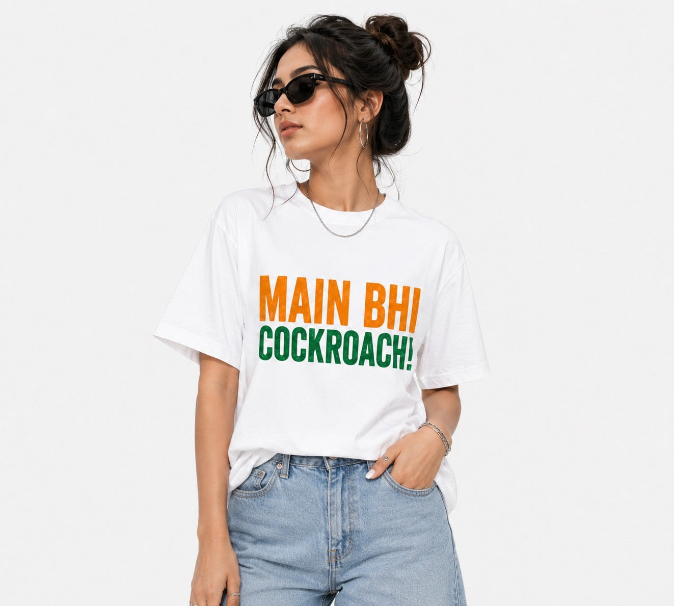 Main Bhi Cockroach! Gen Z Viral Meme Graphic Printed Unisex T-Shirt Trendy Streetwear Casual Cotton Tee for Men's & Women's