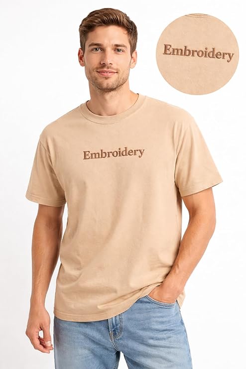 Customized Embroidered Unisex T-Shirt, Custom Tee with Text, 100% Pure Cotton, Random Texts & Phrases, Regular Fit, Premium Embroidery Stitching, Half Sleeve T-Shirt