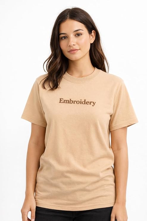 Customized Embroidered Unisex T-Shirt, Custom Tee with Text, 100% Pure Cotton, Random Texts & Phrases, Regular Fit, Premium Embroidery Stitching, Half Sleeve T-Shirt