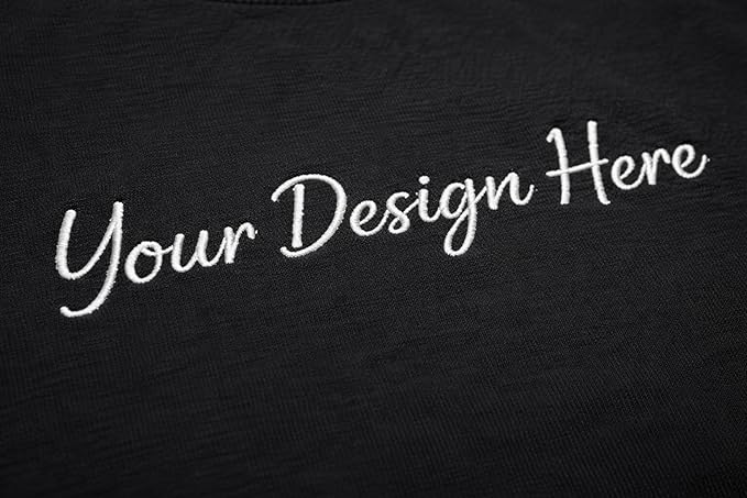 Personalized Name/Text Embroidered T-Shirt for Men & Women, Pure Cotton, Custom Unisex Crew Neck T-Shirts, Casual Wear & Regular Fit, Design Your Tee, Different Placement for Text, Gift Apparel