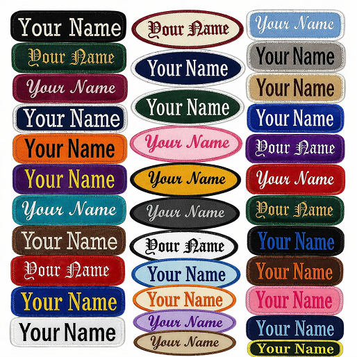 Custom Embroidered Name Patches Iron On / Sew On Personalized Name Tags for Jackets, Bags, Uniforms & Gifts