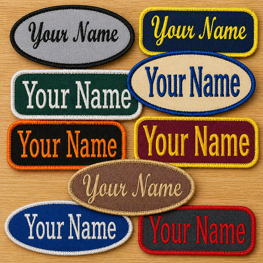 Customized Embroidered Name Patches, Personalized Iron-On & Sew-On Name Tags, Make Your Own Name, Different Shapes and Colors
