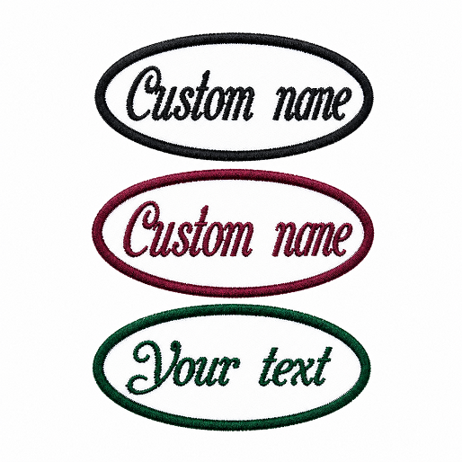 Personalized Embroidered Name Patch, Custom Oval Name Tag Patch for Uniforms, Jackets, Bags, Iron-On / Sew-On/ Velcro Badge, Design Your Own Name Tag