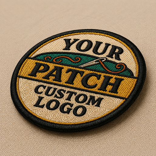 Premium Custom Embroidered Patch, Vintage Round Logo Badge, High-Quality Stitch Design, Make Your Own Logo, Multiple Sizes, Upload Your Image