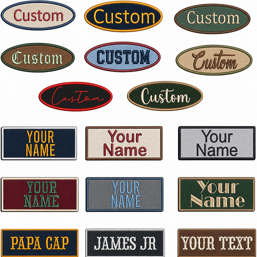 Customized Embroidery Name Patches, Personalized Iron-On & Sew-On Name Tags for Clothing, Hat, Backpack, Military, Uniform, Multiple Font Style & Thread Color