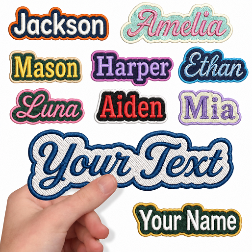 Custom Embroidered Name Patches - Personalized Name Tags, Iron On, Sew On, Velcro Patches, Text Patch for Uniform, Backpack, Special Event, School, Wedding, Holiday