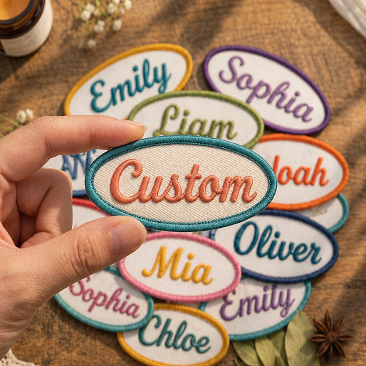 Personalized Name Embroidered Patches, Custom Iron-On Name Tags for Clothes, Bags & Uniforms, Different Backing Options, Make Your Own Name Tag