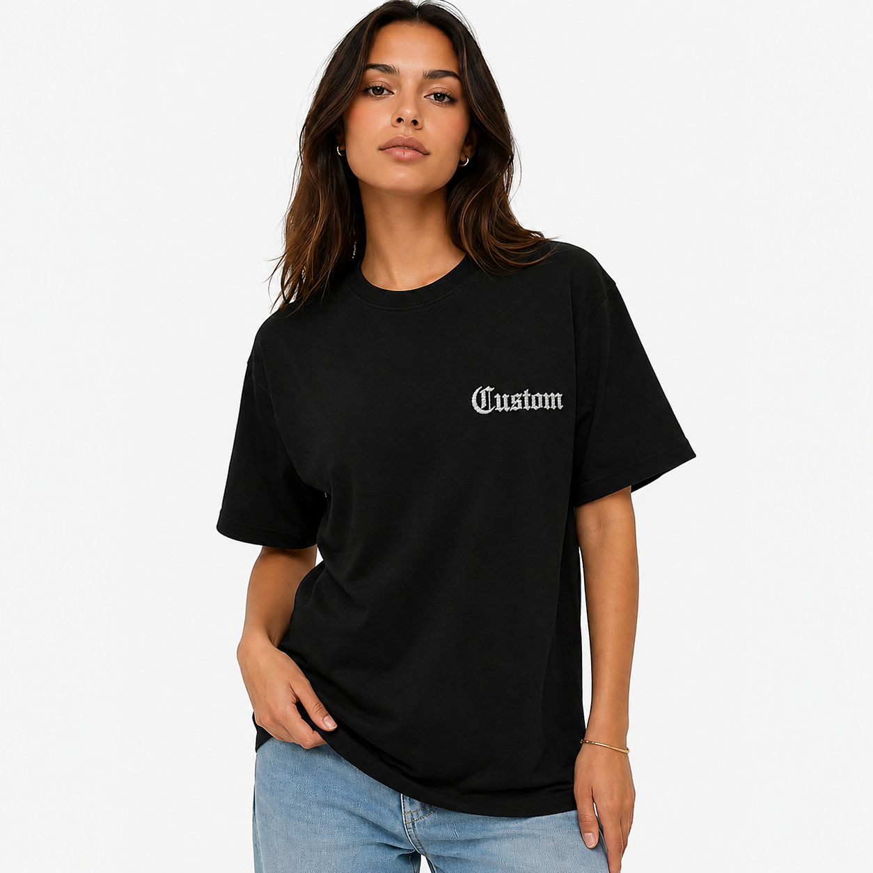 Customized Embroidery T-shirts, Custom Name Embroidery Tee for Men & Women, 100% Pure Cotton, Random Texts & Phrases, Regular Fit, Gift for Couples, Friends & Family, Short Sleeve T-Shirts