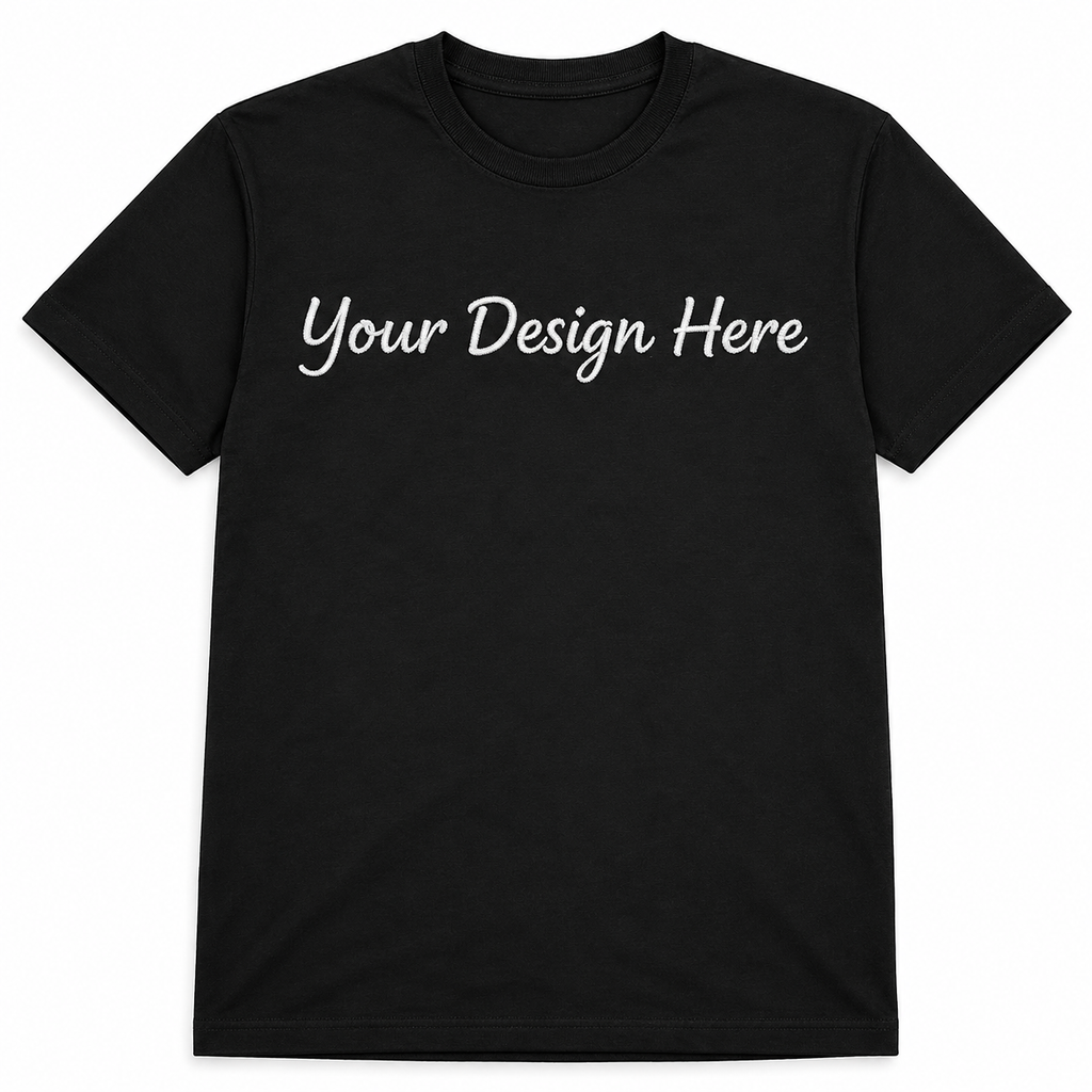 Personalized Name/Text Embroidered T-Shirt for Men & Women, Pure Cotton, Custom Unisex Crew Neck T-Shirts, Casual Wear & Regular Fit, Design Your Tee, Different Placement for Text, Gift Apparel