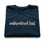 Custom Embroidered Text T-Shirt, Personalized Thread Embroidery Tee, Minimalist Custom Name T-shirts, Design Your Apparel, Company Branding, Pure Cotton, Regular Fit