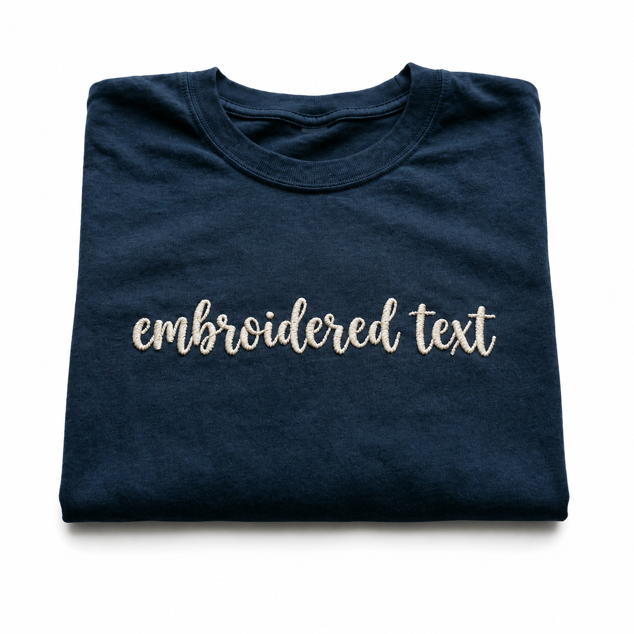 Custom Embroidered Text T-Shirt, Personalized Thread Embroidery Tee, Minimalist Custom Name T-shirts, Design Your Apparel, Company Branding, Pure Cotton, Regular Fit