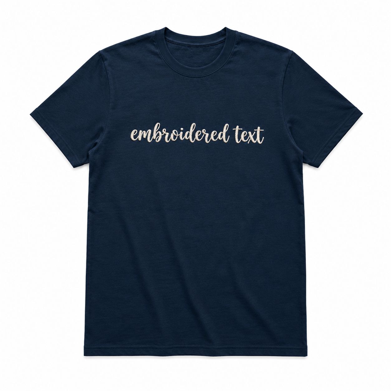 Custom Embroidered Text T-Shirt, Personalized Thread Embroidery Tee, Minimalist Custom Name T-shirts, Design Your Apparel, Company Branding, Pure Cotton, Regular Fit