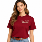 Customized Embroidered T-Shirt, Personalized Tee, Choose Phrase, Font and Thread Color for Any Occasion, Add Your Custom Text Name, Pure Cotton, Design Your Tee, Unique Gift, Chest Embroidery