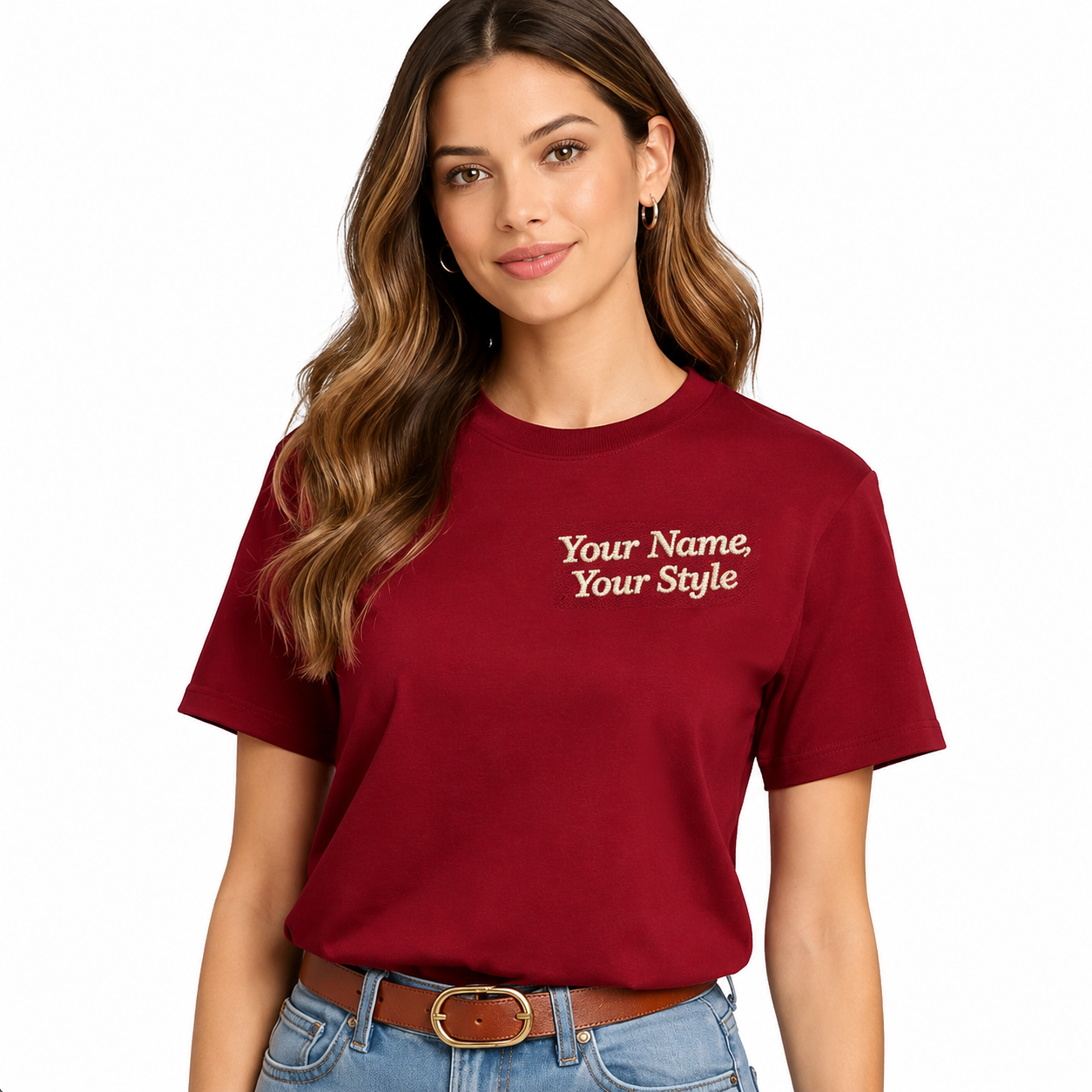 Customized Embroidered T-Shirt, Personalized Tee, Choose Phrase, Font and Thread Color for Any Occasion, Add Your Custom Text Name, Pure Cotton, Design Your Tee, Unique Gift, Chest Embroidery