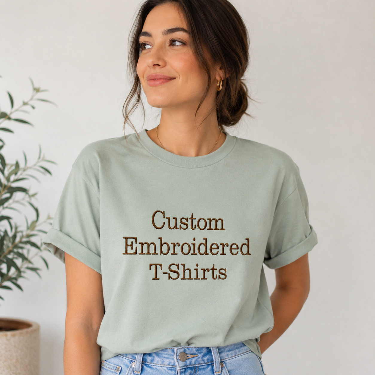 Custom Embroidered T-Shirt, Personalized Embroidery Tee, Unisex Cotton Shirt, Design your T-shirts, Regular Fit, Different Threads Color, Multiple Color Options
