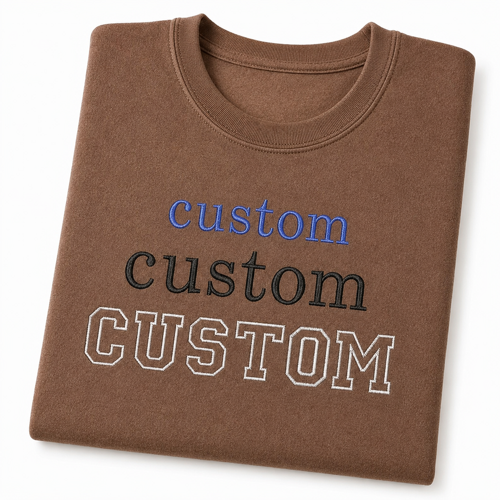 Custom Embroidery T-Shirts for Men & Women, Choose Phrase, Font and Embroidery Color for Any Occasion, Unique Gift, Pure Cotton, Regular Fit, Different Color Options, Minimal Chest Embroidery