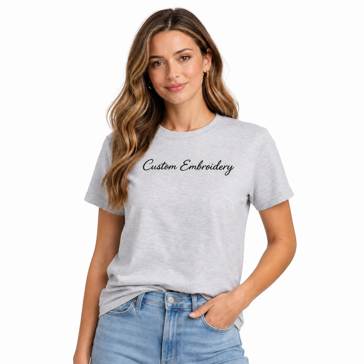 Custom Embroidery T-Shirt for Men & Women, Personalized Name Text Tee, Unisex Cotton T-Shirt, Minimalist Aesthetic Gift, Premium Embroidery Stitching, Soft Cotton, Trendy Outfit, Gift for Him/Her