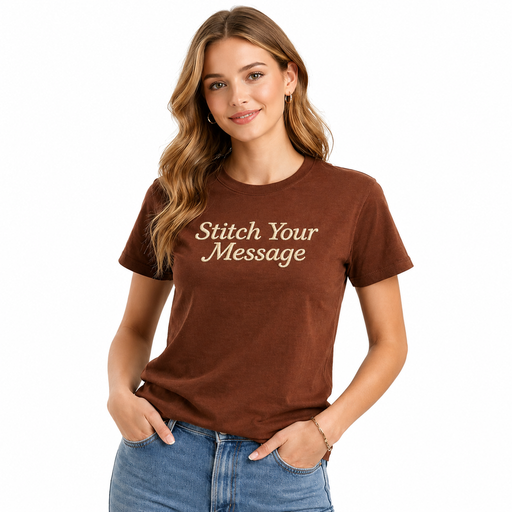 Design Your Unisex Embroidery T-Shirts with the Text, Premium Cotton Custom Text Tee, Regular Fit Apparel, 100% Cotton, Gift for Couples, Friends & Family, Embroidered Company Name