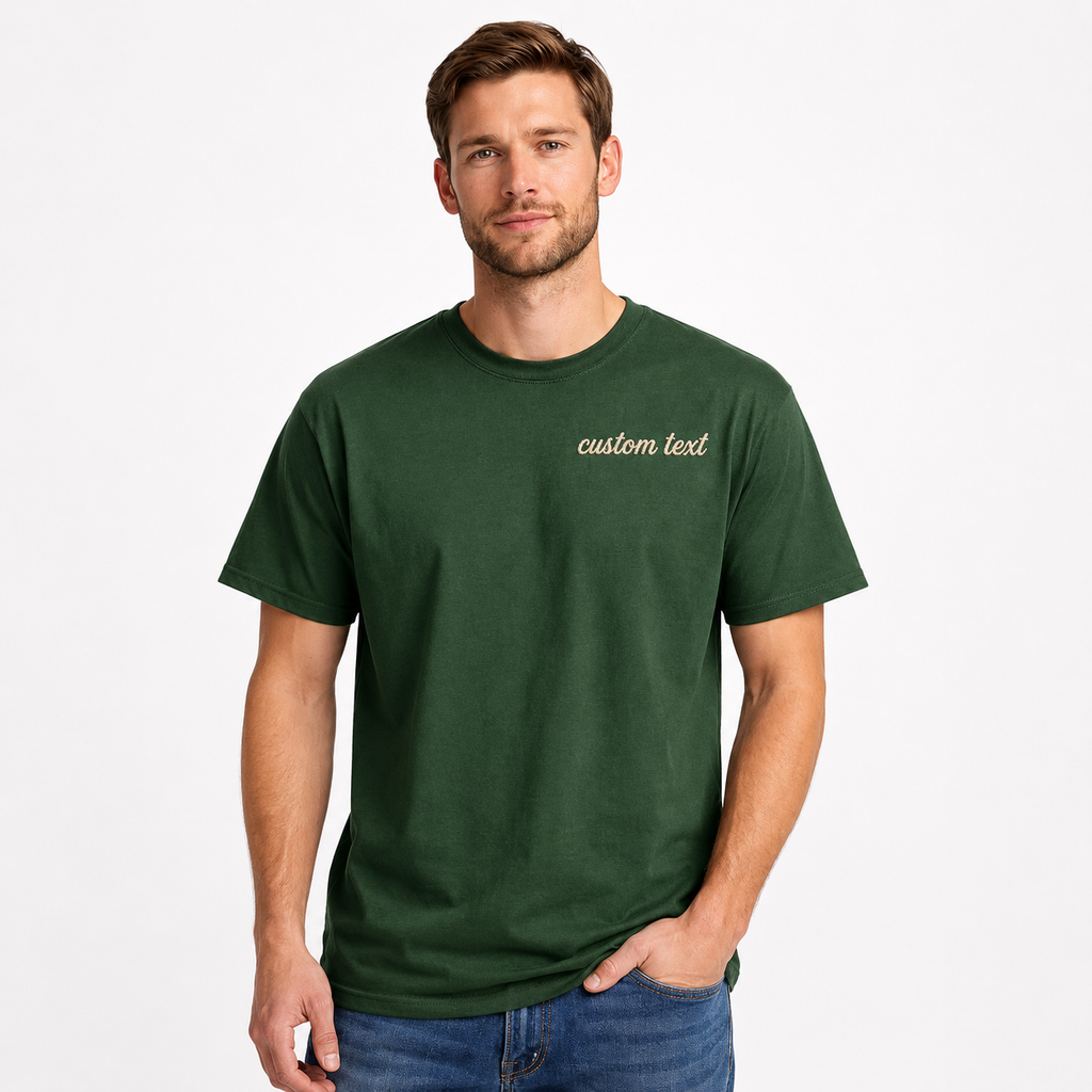 Personalized Embroidery T-Shirt for Men & Women, Random Texts & Phrases, Short Sleeve Crewneck T-Shirts, 100% Pure Cotton, Choose Phrase, Font and Thread Color for Any Occasion, Make Your Own T-shirts