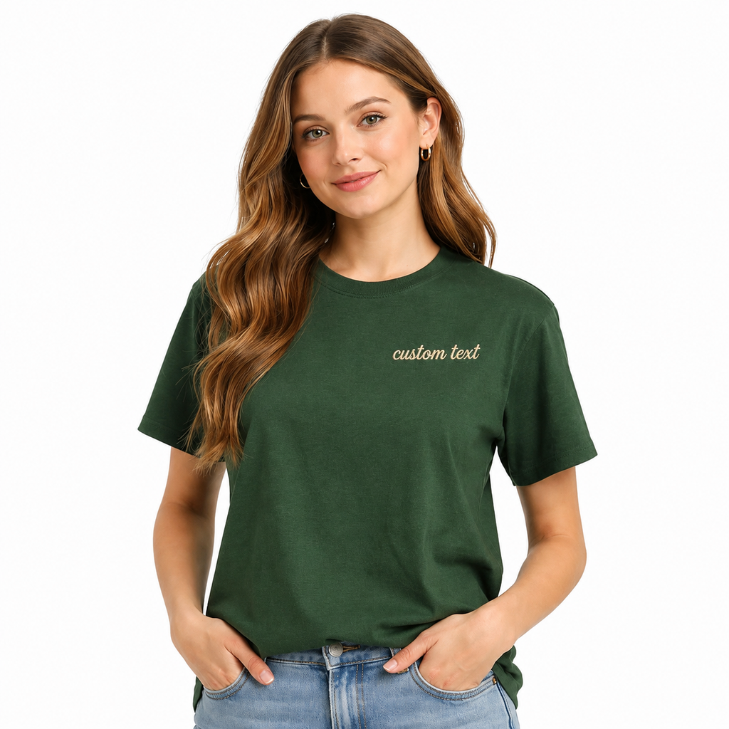 Personalized Embroidery T-Shirt for Men & Women, Random Texts & Phrases, Short Sleeve Crewneck T-Shirts, 100% Pure Cotton, Choose Phrase, Font and Thread Color for Any Occasion, Make Your Own T-shirts