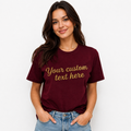 Custom Embroidered Unisex T-Shirt, Add Your Custom Text Name, Pure Cotton, Design Your Random Text in Full Embroidery, Short Sleeve Crewneck T-Shirts, Regular Fit Apparel, Gift for Him/Her, Front & Back Embroidery, Different Placements for Text