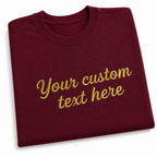 Custom Embroidered Unisex T-Shirt, Add Your Custom Text Name, Pure Cotton, Design Your Random Text in Full Embroidery, Short Sleeve Crewneck T-Shirts, Regular Fit Apparel, Gift for Him/Her, Front & Back Embroidery, Different Placements for Text