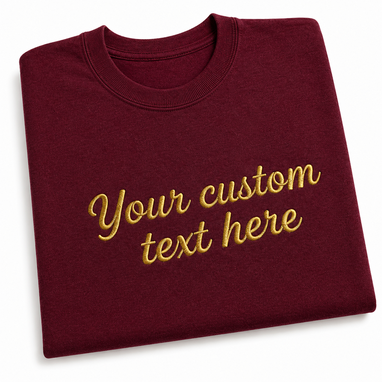 Custom Embroidered Unisex T-Shirt, Add Your Custom Text Name, Pure Cotton, Design Your Random Text in Full Embroidery, Short Sleeve Crewneck T-Shirts, Regular Fit Apparel, Gift for Him/Her, Front & Back Embroidery, Different Placements for Text