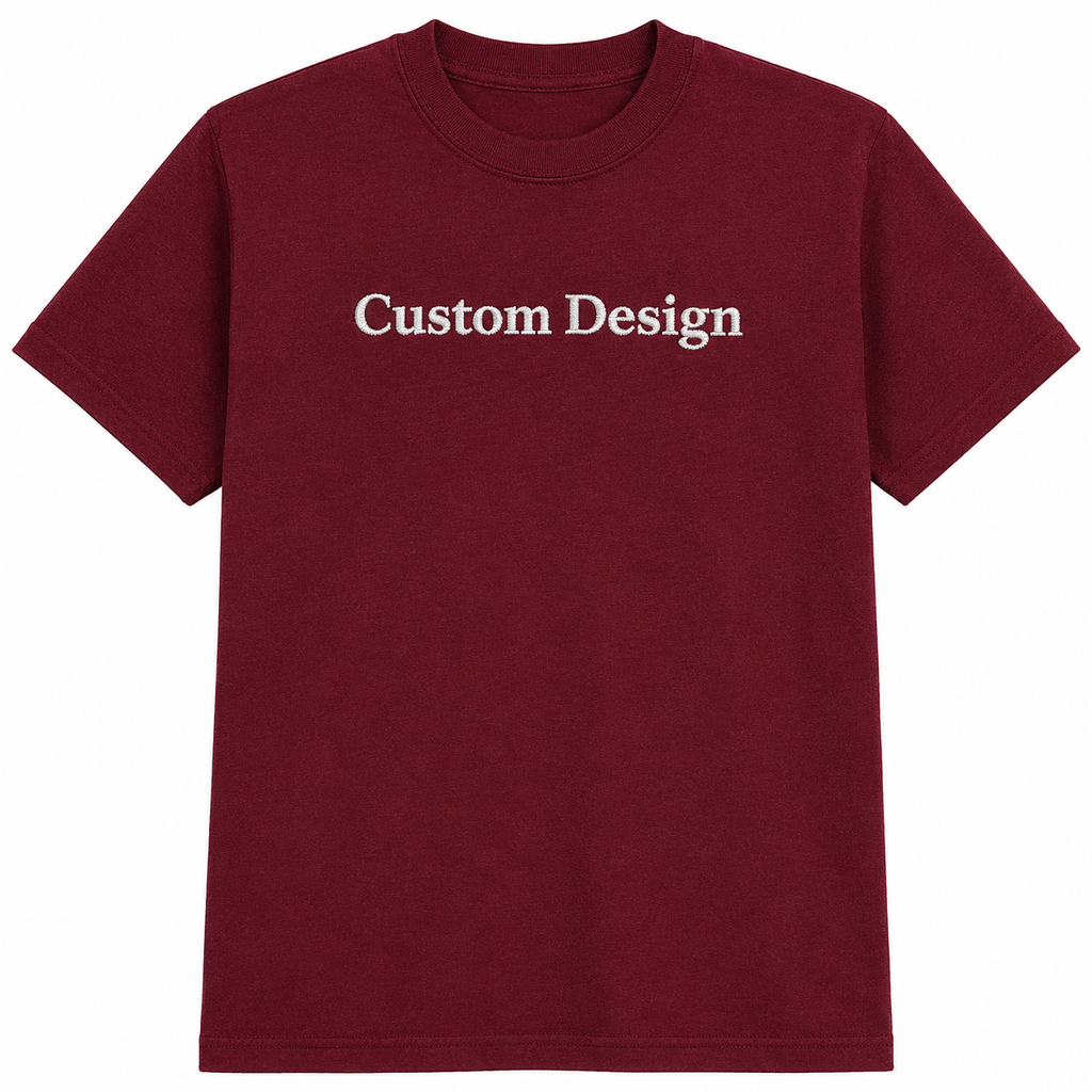 Personalized Embroidered Name Unisex T-Shirts, Choose Phrase, Font and Embroidery Thread Color, Pure Cotton, Short Sleeve Crewneck T-Shirts, Design Your Tee, Minimal Chest Embroidery