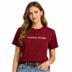 Personalized Embroidered Name Unisex T-Shirts, Choose Phrase, Font and Embroidery Thread Color, Pure Cotton, Short Sleeve Crewneck T-Shirts, Design Your Tee, Minimal Chest Embroidery