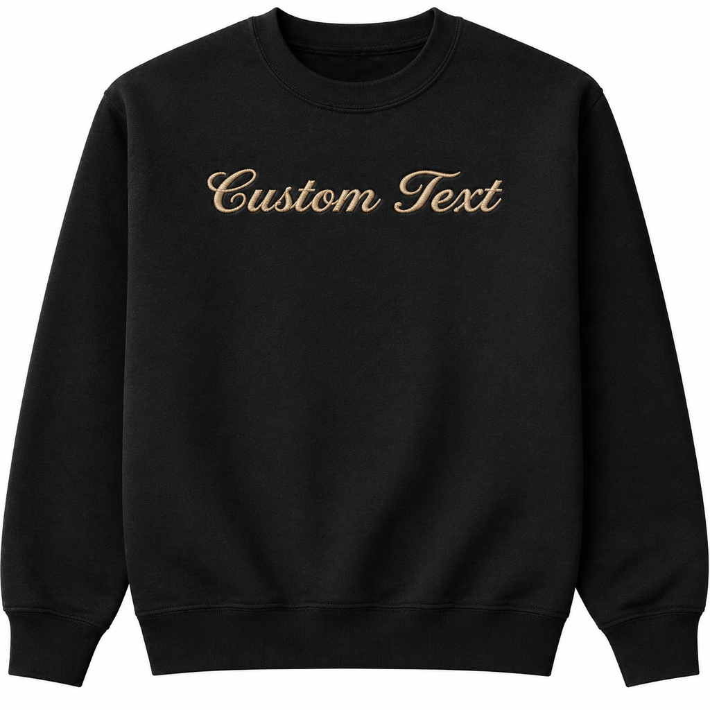 Personalized Unisex Black Embroidered Sweatshirts, Add Your Custom Text, Different Sizes, Front & Back Embroidery, Different Placements For Text, Regular Fit, Custom Gift Apparel, Design your Pullover