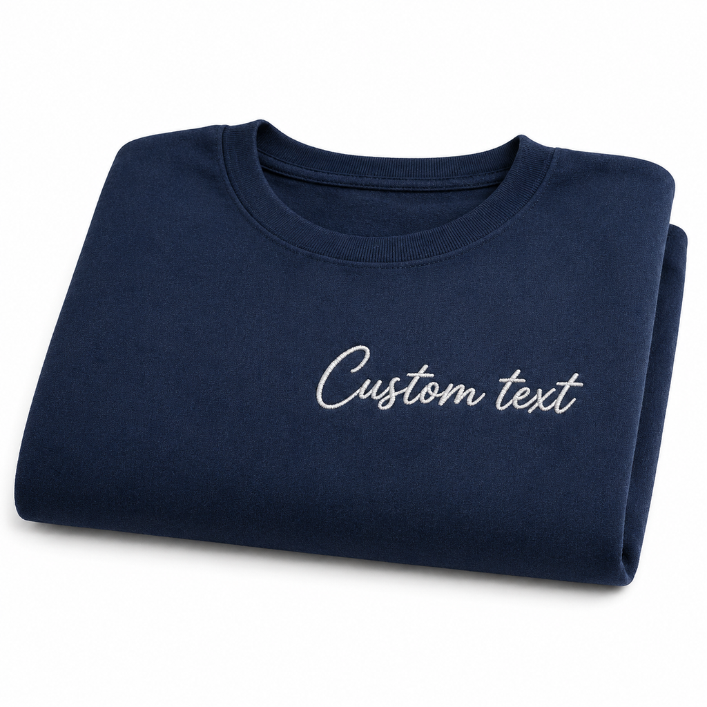 Customized Embroidery T-Shirts for Men & Women, Choose Phrase, Font and Embroidery Thread Color, Random Quotes or Text, Different T-Shirts Colors, Round Neck Half Sleeves Tee, Pure Cotton Regular Fit, Front & Back Embroidery