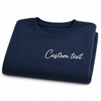 Customized Embroidery T-Shirts for Men & Women, Choose Phrase, Font and Embroidery Thread Color, Random Quotes or Text, Different T-Shirts Colors, Round Neck Half Sleeves Tee, Pure Cotton Regular Fit, Front & Back Embroidery