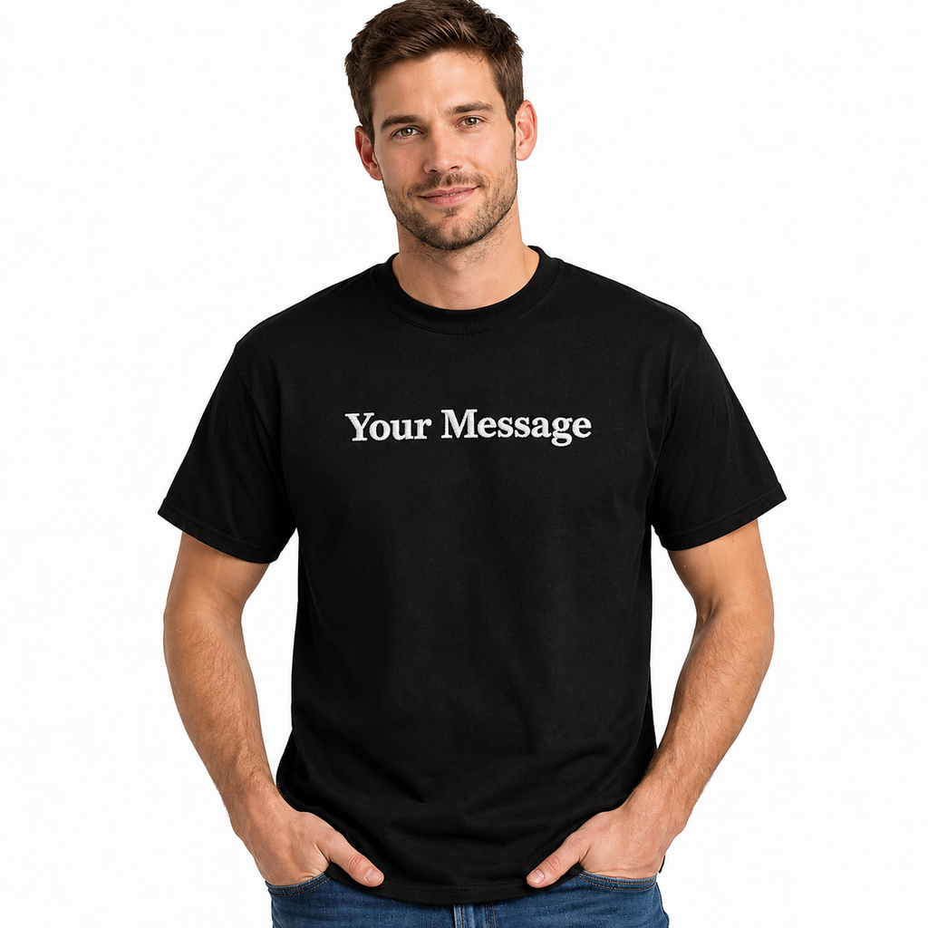 Custom Embroidered Unisex T-Shirt – Personalized Text Cotton Tee with Premium Thread Design