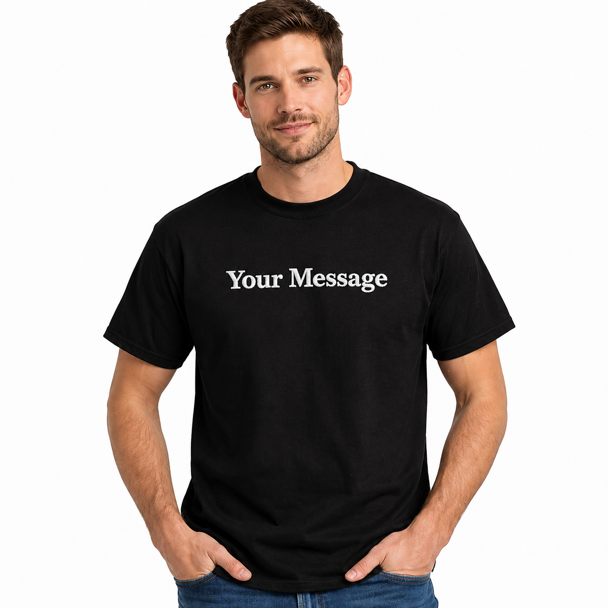 Custom Embroidered Unisex T-Shirt – Personalized Text Cotton Tee with Premium Thread Design