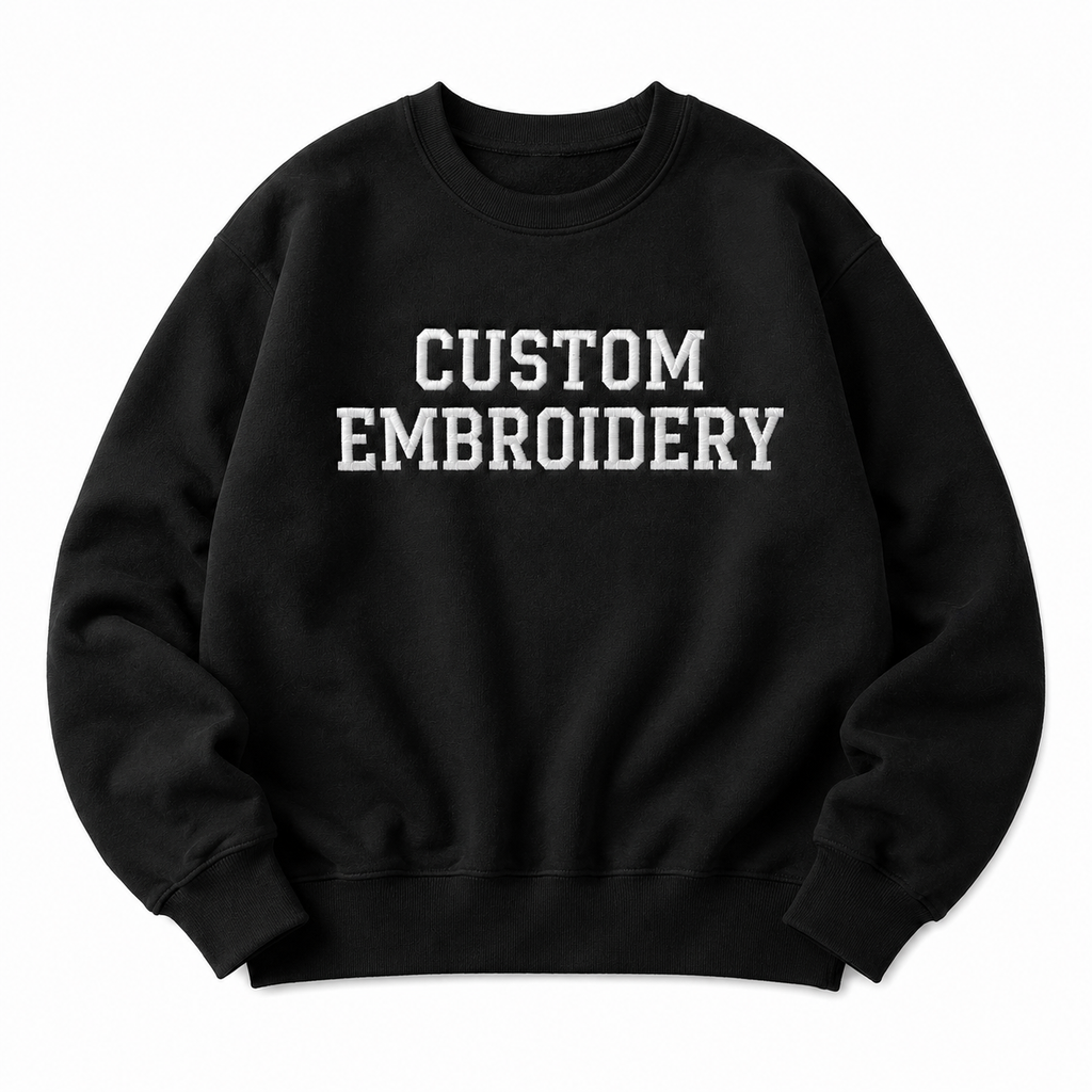 Customized Embroidered Unisex Sweatshirt,  Personalized Text Crewneck Pullover Gift, Front & Back Embroidery Design, Different Placement for Text, Make Your Own Pullover, Choose the Random Text in the Full Embroidery, Regular Fit