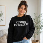 Customized Embroidered Unisex Sweatshirt,  Personalized Text Crewneck Pullover Gift, Front & Back Embroidery Design, Different Placement for Text, Make Your Own Pullover, Choose the Random Text in the Full Embroidery, Regular Fit