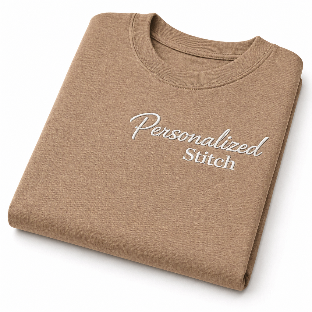 Personalized Embroidered Name T-Shirts for Men & Womens, Minimal Chest Embroidery, Different Placement for Text, Front & Back Embroidery, Unisex Regular Fit