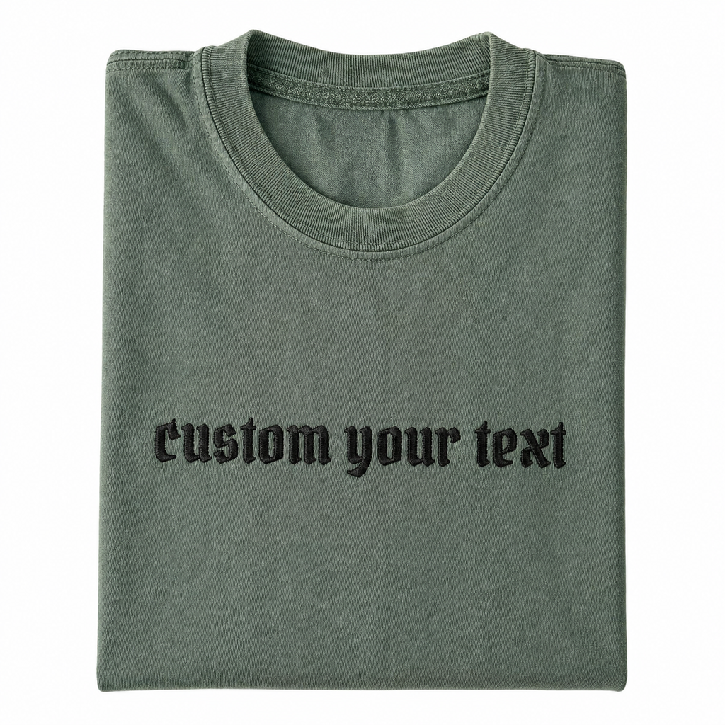 Personalized Embroidered Text  T-shirt, Custom Colors Tee,Custom Birthday Gift, Minimal Embroidery T-Shirt, personalize your own design, Make Your own Tee,