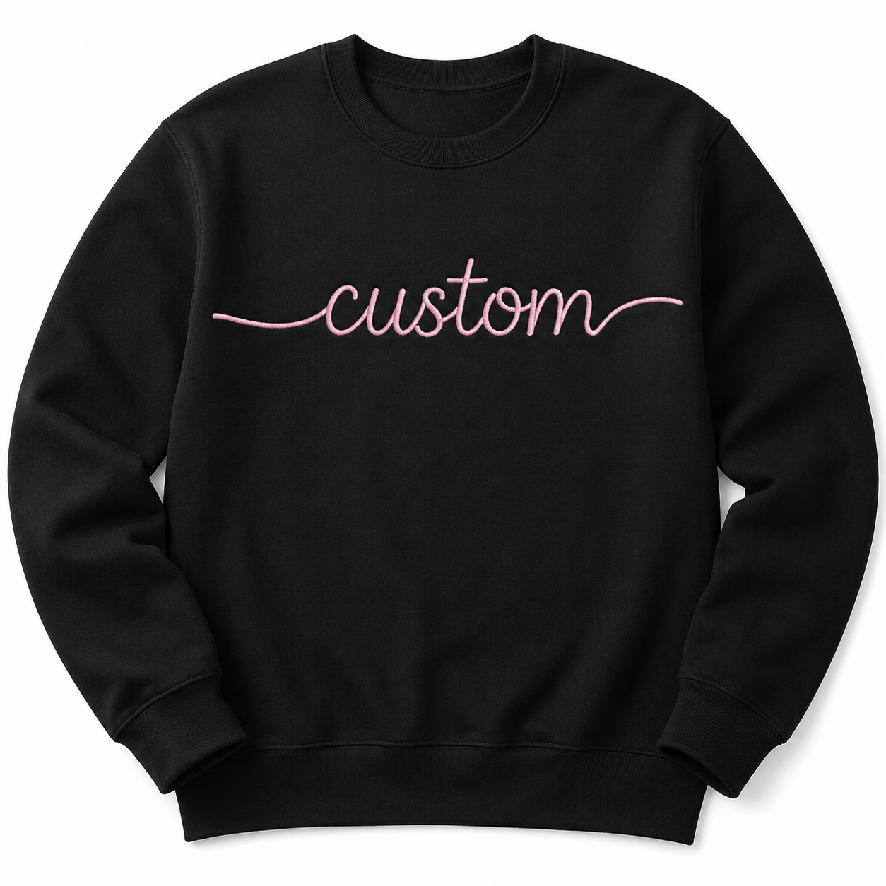 Custom Embroidered Black Sweatshirt for Women & Men, Personalized Crewneck Pullover, Front & Back Embroidery, Multiple Thread Color Options, Design Your Pullover, Ideal For unisex Gift Apparel