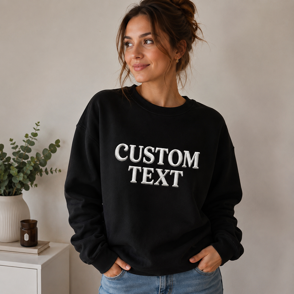 Custom Embroidered Sweatshirt for Women & Men Personalized Text Crewneck Sweatshirt- Custom Name Embroidery Pullover Gift