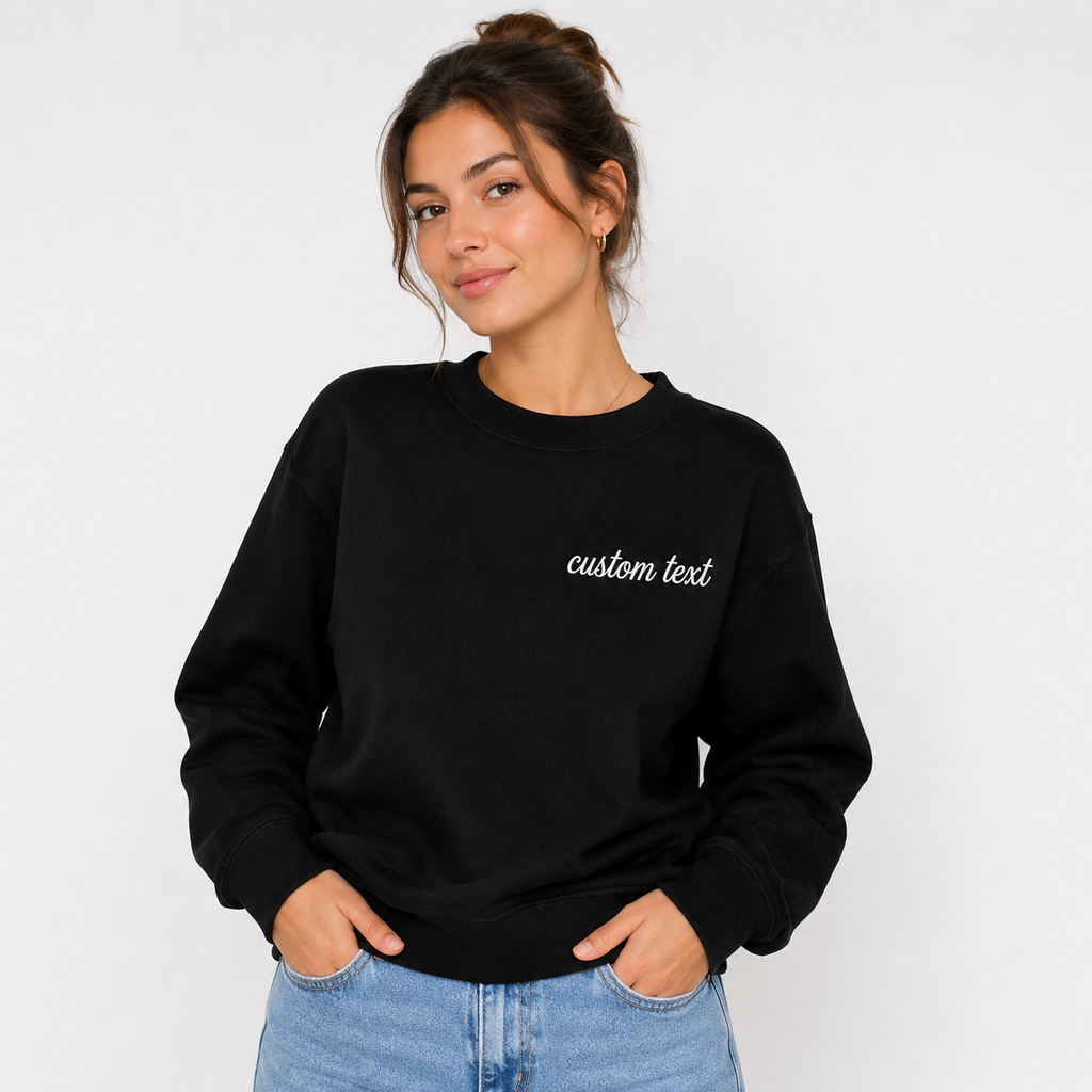 Personalized Embroidered Sweatshirt, Custom Name Text Sweatshirt with Premium Thread Embroidery, Unisex Custom Crewneck Pullover Gift for Men & Women