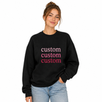 Personalized Unisex Black Embroidered Sweatshirts, Choose Phrase, Font and Embroidery Thread Color for Any Occasion, Minimal Chest Embroidery, Different Placement of Text, Design your Pullover, Fron & Back Text Options