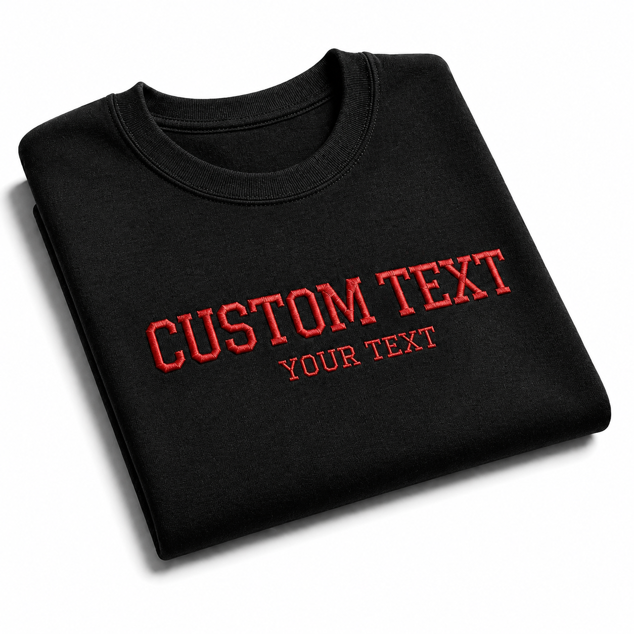 Customized Embroidery Text Unisex Black Sweatshirt, Choose Phrase, Font and Embroidery Thread Colorn, Regular Fit, Different Sizes, Personalized Gift Apparel, Minimal Chest Embroidery