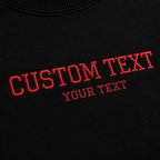 Customized Embroidery Text Unisex Black Sweatshirt, Choose Phrase, Font and Embroidery Thread Colorn, Regular Fit, Different Sizes, Personalized Gift Apparel, Minimal Chest Embroidery