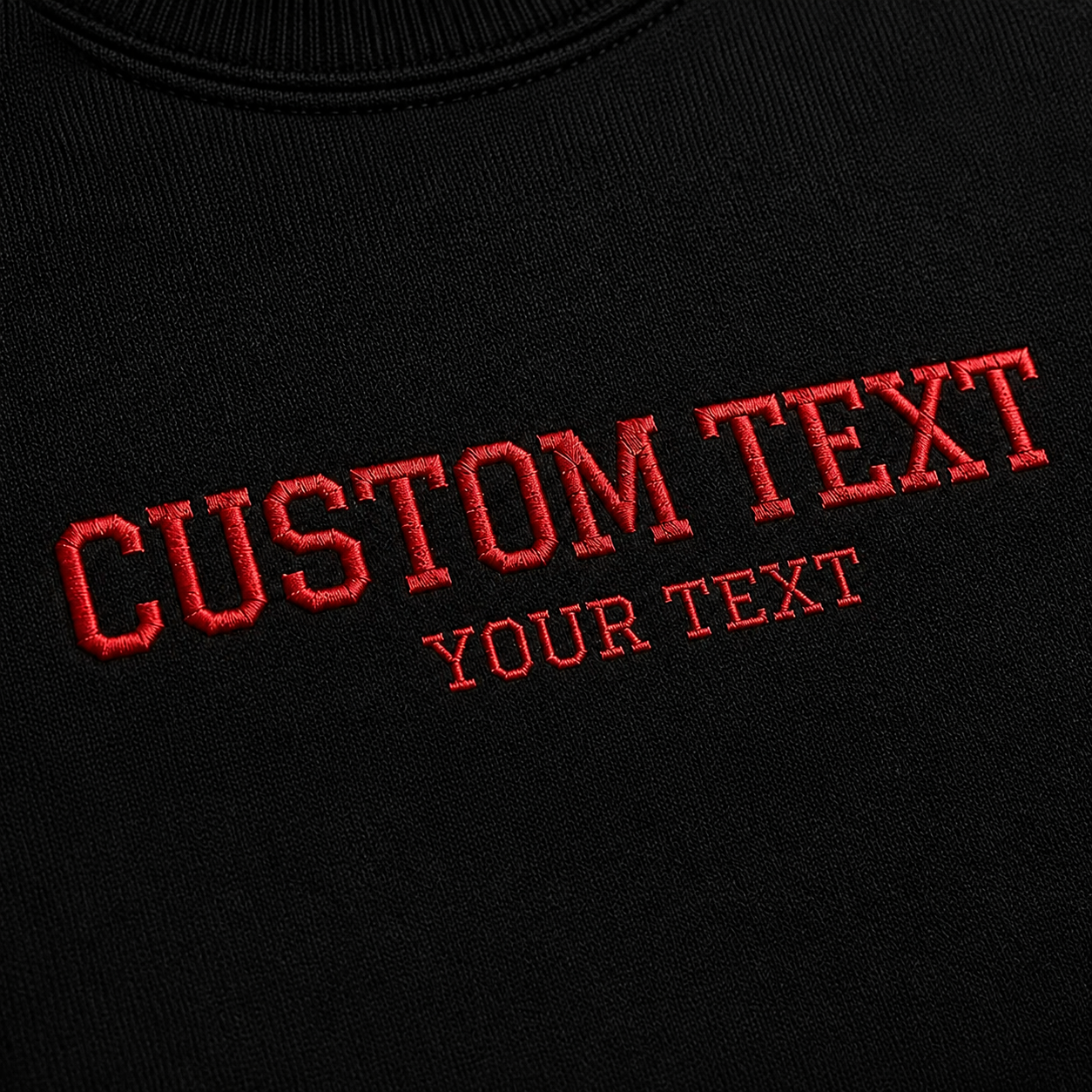 Customized Embroidery Text Unisex Black Sweatshirt, Choose Phrase, Font and Embroidery Thread Colorn, Regular Fit, Different Sizes, Personalized Gift Apparel, Minimal Chest Embroidery