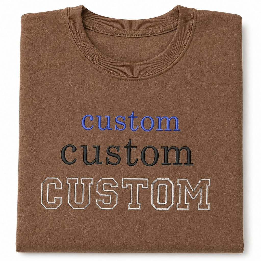 Custom Embroidery T-Shirts for Men & Women, Choose Phrase, Font and Embroidery Color for Any Occasion, Unique Gift, 100% Pure Cotton, Regular Fit, Different Color Options, Minimal Chest Embroidery,