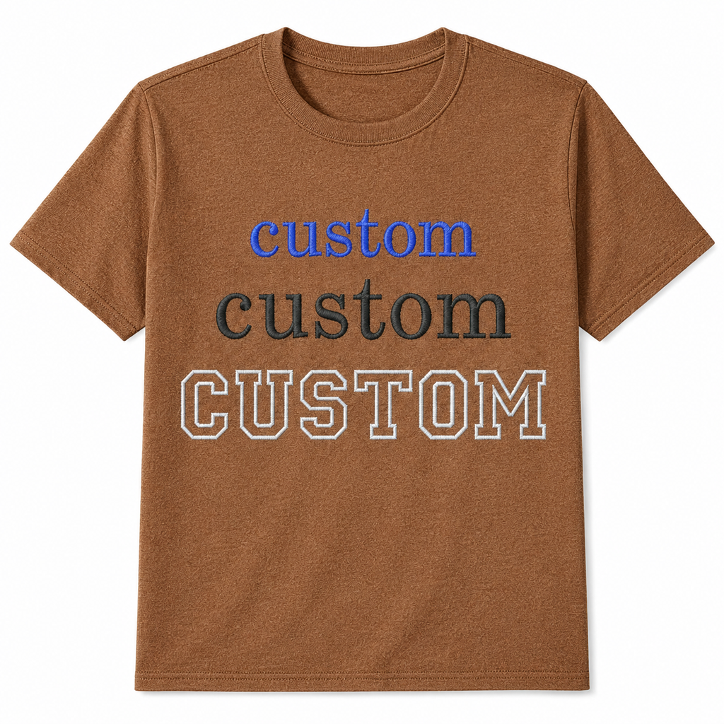 Custom Embroidery T-Shirts for Men & Women, Choose Phrase, Font and Embroidery Color for Any Occasion, Unique Gift, 100% Pure Cotton, Regular Fit, Different Color Options, Minimal Chest Embroidery,
