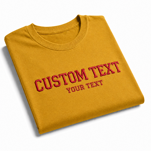 Custom Embroidered Unisex T-Shirt, Choose Phrase, Font and Embroidery Thread Color for Any Occasion, Add Your Custom Text Name, Pure Cotton, Premium Embroidery Stitching, Random Text & Phrases